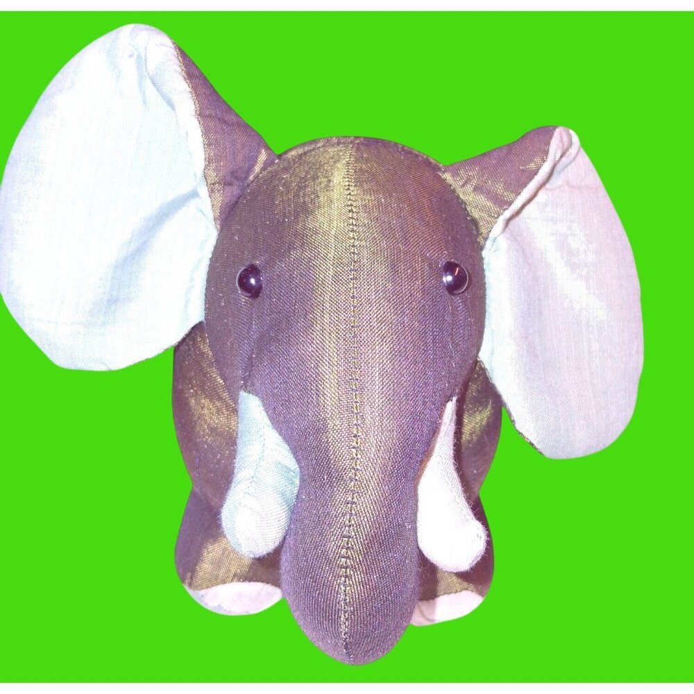 Green Metallic Elephant Stuffed Animal Small